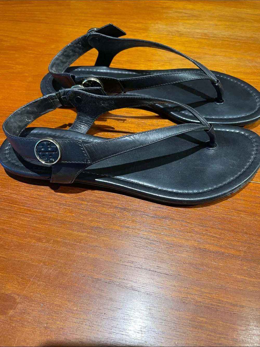 Tory Burch black leather Minnie travel convertible thong sandals 8.5